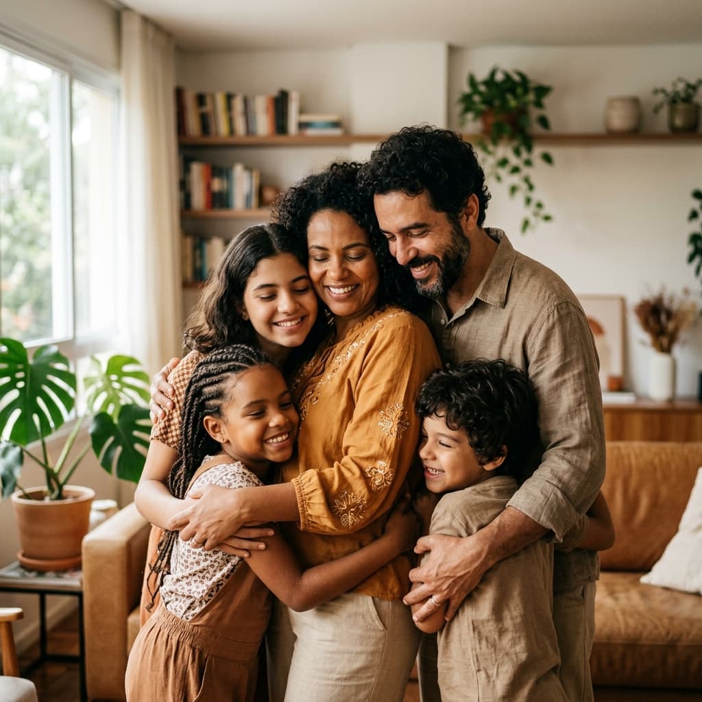 Família feliz e protegida com a AmaVidas